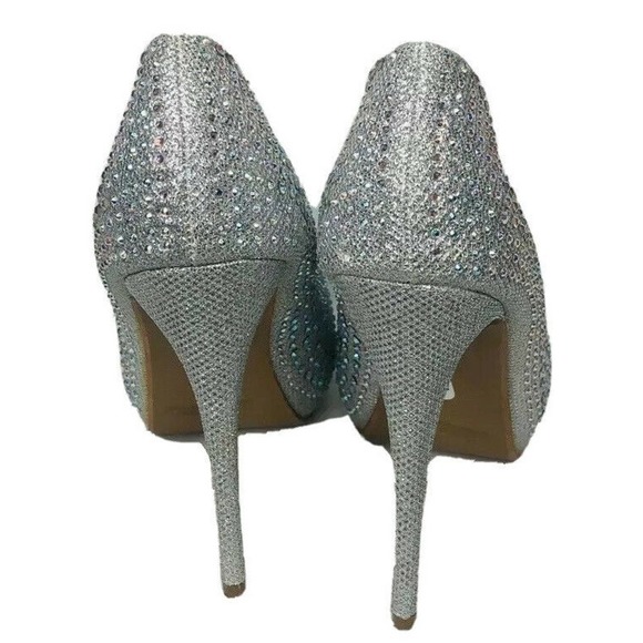 Le Miu ELSA Silver Rhinestone Bling Platform Stiletto Heels Wedding Prom Sz 8.5 - Picture 2 of 11